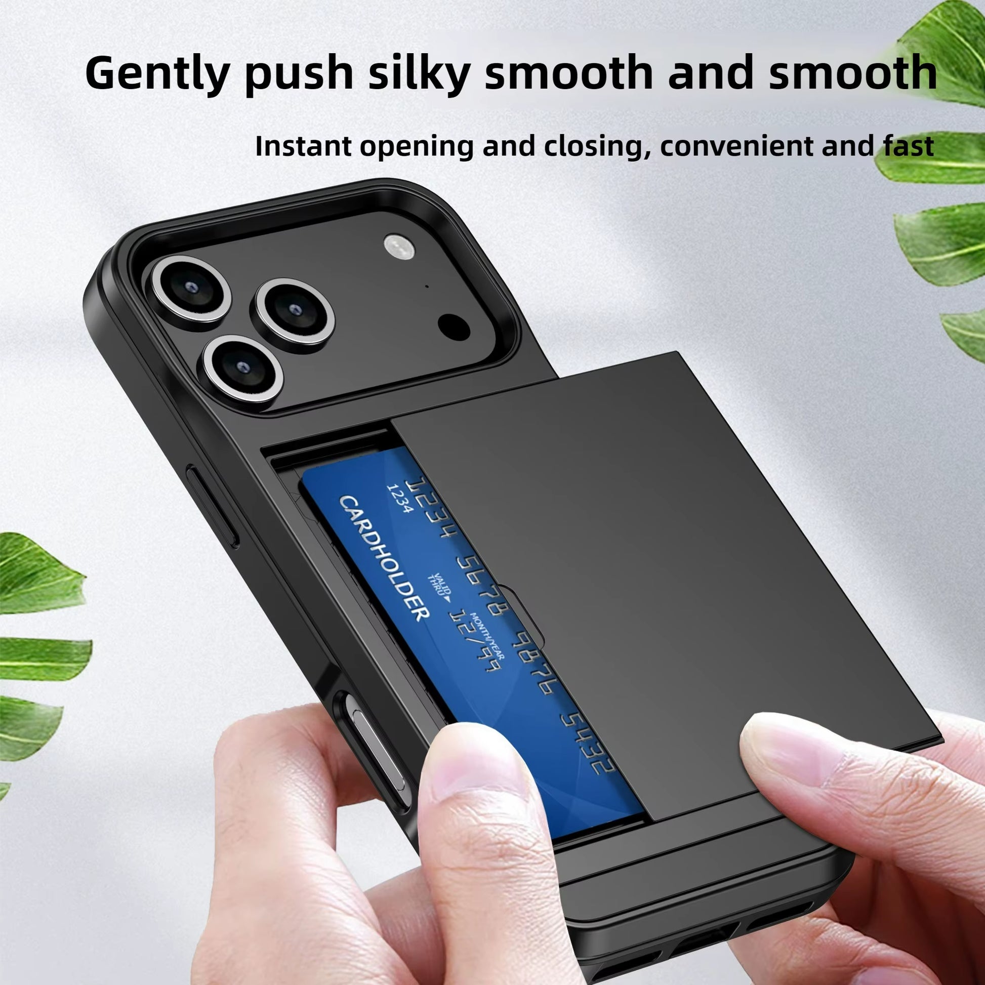 Case for Iphone 17 Pro Max 16 Pro Max 15 Pro 15 14 13 12 Wallet Card Holder Slide Slot Slim Hard PC Heavy Duty Protective Covers