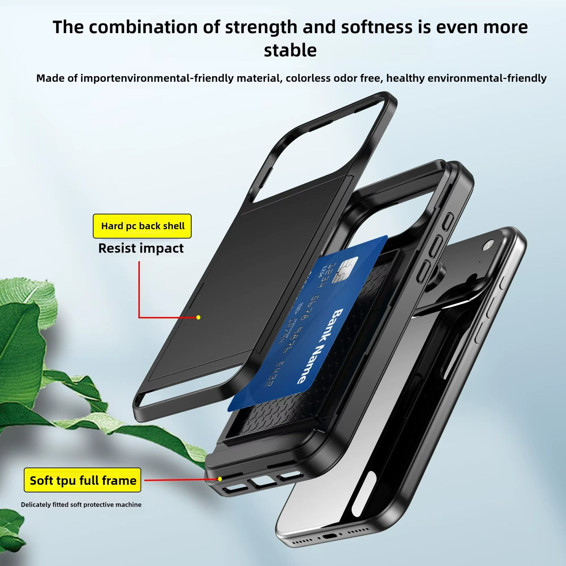 Case for Iphone 17 Pro Max 16 Pro Max 15 Pro 15 14 13 12 Wallet Card Holder Slide Slot Slim Hard PC Heavy Duty Protective Covers